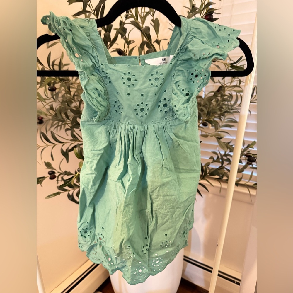 H&M Green poplin dress Size: 3T